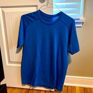 Light Blue Lululemon short sleeve exercise shirt